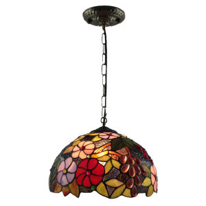 European Style Tiffany Glass Pendant Light Restaurant Bar Dining Room Kitchen LED Lamp Vintage Colored Glass Entrance Hall