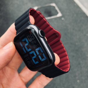 Magnetic Absorption Dual Color Mens Silicone Strap Compatible with Apple Watch iWatch S987 Kake-Storm Ultra2 S10 Band