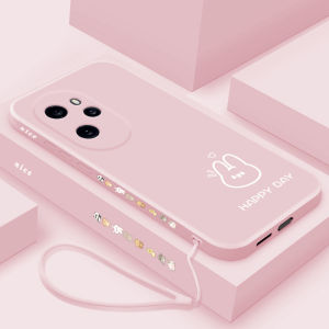 Liquid Silicone Phone Case for Honor 100 pro Simple Cartoon Bear And Rabbit Design Womens Style Protective Cover Soft Shell Creative