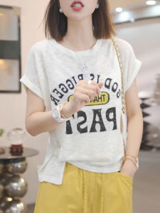 Shalldoer | Comfortable Lightweight Commute Style Womens T-shirt Short Sleeve Letter Print Loose Fit Summer New Arrival Breathable Top