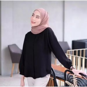 B&B Fashion - KIRA BLOUSE Bahan Crepe Model Terbaru 2024 Atasan Kemeja Polos Simpel Lucu Casual