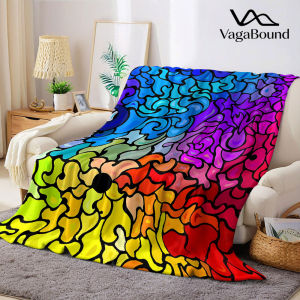 BILIBILI | Rainbow Stained Glass Flower Flannel Blanket Warm Soft Halloween Christmas Decorative Couch Warm Cozy All-Season Gift