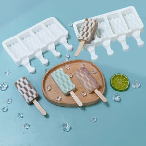 Food Grade Ice Cream Molds Juice Ice Cube Tray Kitchen Tools for Making Summer Ice-lolly 4 Cells Silicone Popsicle Moulds