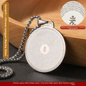 YD | Amulet Pendant with Full Text of Shurangama Mantra in Sanskrit and Chinese Titanium Steel Necklace