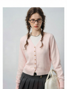 VEGA CHANG | Áo Khoác Len Cardigan Lông Cừu Cao Cấp
