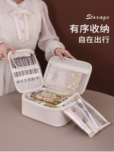 Large Capacity Makeup Bag Travel Toiletry Organizer Skin Care Products Storage Bag Free Partition Womens PU Leather Waterproof