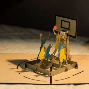 Fathers Day Birthday 3D Folding Birthday Greeting Card Creative Business Gift Basketball Paper Sculpture High-End DIY Small Card