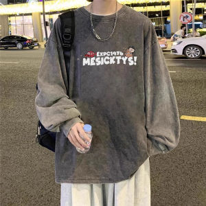 Loose Fit Pure Cotton Long Sleeve T-Shirt Mens Spring Autumn New American High Street Trend Brand Base Shirt Top