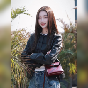 New Chinese Style Retro High-End Black Leather Jacket Womens Early Spring Shoulder Button Coat Elegant Unique Fashionable