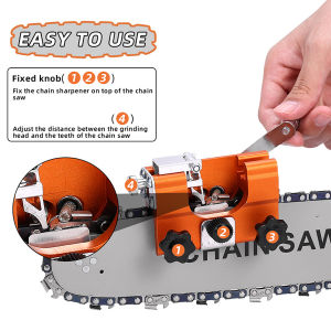 1 Set of Chainsaw Sharpener Kit Portable Chainsaw Sharpener Hand-Cranked Chainsaw Sharpening Tool with 4 Dual-Purpose Carbide Grinding Heads Extended Guide Sleeve Design Chainsaw Sharpening Clamp for Quick Sharpening of Chainsaw Blades for 4"-22" ...