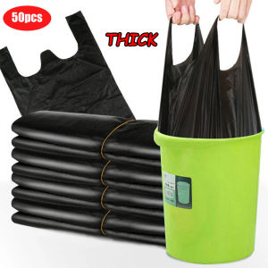 50PCS Disposable Trash Bag Thick Garbage Bag Black Garbage Plastic For Home Office Portable Garbage Bag 32X52cm