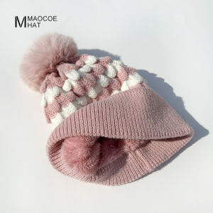 Fleece Lined Knitted Hat Womens Winter Fashionable Pineapple Patterned Ski Warm Ear Protection Versatile Woolen Knit Cap Trendy