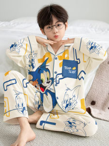Pure Cotton Long Sleeve Sleepwear for Boys Cartoon Cat And Mouse Home Clothes Spring Autumn New Style Comfortable Soft Material
