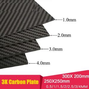 Tấm Sợi Carbon Nguyên Chất 3K Bóng Loáng Độ Cứng Cao Vật Liệu Composite RC Kích Thước 300x200mm 250x250mm Nhiều Độ Dày Khác Nhau Dùng Cho Máy Bay