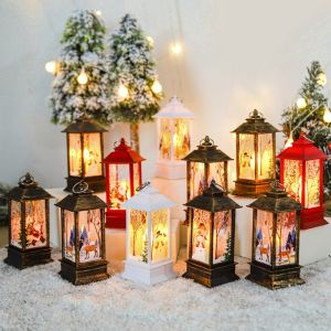 Christmas Small Square Lantern Explosion Christmas Simulation Flame Small Oil Lamp for Christmas Theme Party Supplies