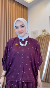 oneset rok batwing setelan rok rayon motif setrok terbaru