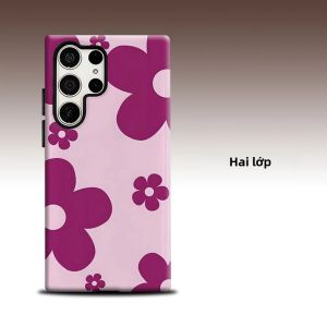 Ốp Lưng Sang Trọng Hai Lớp Họa Tiết Hoa Magenta Dành Cho Samsung Galaxy S26 S25 S24 A56 A36 - Bảo Vệ Toàn Diện Ống Kính Chống Sốc Từ Tính Chống Xước Chất Liệu TPU PC