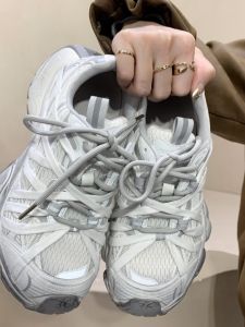 Womens Casual Shoes Spring 2025 New Style Breathable Mesh Tie-Up Design Real Leather Sports Street Fashion Flat Heel round Toe