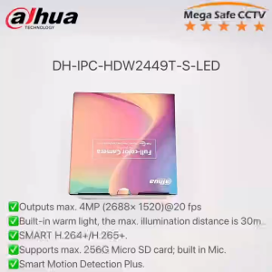 Dahua DH-IPC-HDW2449T-S-LED 4MP Full-color Fixed-focal Eyeball Wizsense Network Camera Smart Motion Detection Built In Mic Smart H.265+ & Smart H.264+ PoE WDR 3D NR Built-in Memory Card Slot