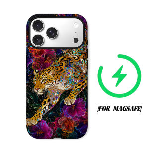 Floral Golden Leopard Art Phone Case for iPhone 18 17 16 15 14 13 12 11 Air Pro Max Plus Double-layer Cover