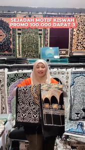 Sajadah Yamani Midi Motif Kiswah Hitam Uk 53x105cm