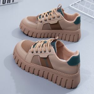 Da Dong Womens Sporty Casual Sneakers Spring 2025 Trendy Chunky Bottom Color Block Flats Fashionable All-Match White Shoes