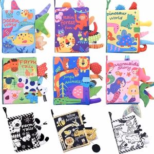 BINBINZ | Baby Early Learning Book Towel Cloth book Newborn First Crinkle Tail Books Gbee