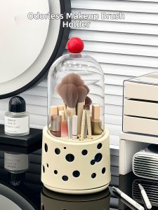 Transparent Dustproof High Capacity Rotatable Organizer for Makeup Brushes and Cosmetics