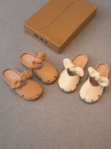 Girls Summer Slip-On Shoes Soft Bottom Indoor Sandals Anti-Slip Princess Style Childrens Flat Heels Casual Footwear PU Leather