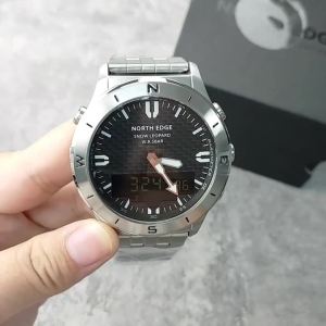 Đồng Hồ Nam NORTH EDGE Cao Cấp Bằng Thép Không Gỉ Máy Quartz Chống Nước Thể Thao Ngoài Trời Quân Đội Hiển Thị Kim Có La Bàn