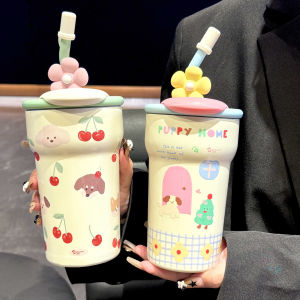New Arrival Insulated Stainless Steel Straw Cup 316 Coffee Cup for Women Car Companion Cute Style Beverage Container 580ml