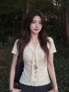 CHENDAYU | French Style Embroidered T-Shirt