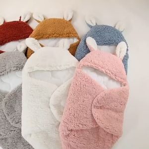 selimut bedong bayi instant bertelingga kelinci