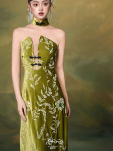 New Chinese Style Morning Gowns Bridal Wedding Evening Gown New Arrival Light Luxury Minority Classy Tube Top Heavy Work Dress Dress