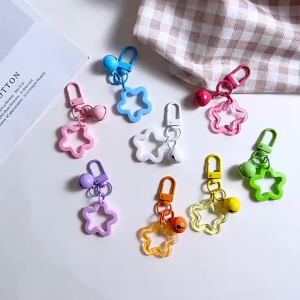 Acrylic Hollow Five Pointed Star Bell 10pcs  Pendant Childrens Fun Keychain Pendant Wireless Headphone Cover Accessory