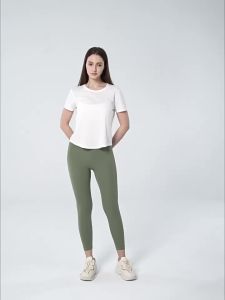 Yoga Classic T-shirt Womens Fitness Yoga Clothing Short Sleeve Round Neck Sprts T-shir