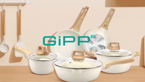 GiPP 10pcs Anti lengket Peralatan Masak Dapur Wajan Penggorengan Nonstick Frying Pan Cookware Set Even Heat Distribution Cocok untuk semua kompor Bebas PFAS & PTFE & PFOA