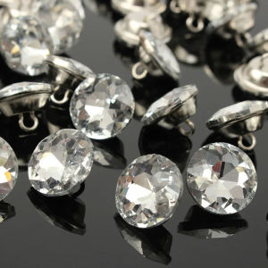 20Pcs Rhinestone Crystal Buttons Clear Upholstery Tufting With Metal Loop Sew Diamond Crystal Glass Round for Sofa Headboard DIY Crafts Bed Furniture Decor