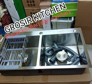 Kitchen sink stainless black 8245 paket kran tarik panas dingin /Bak cuci piring 8245 hitam model ONAN