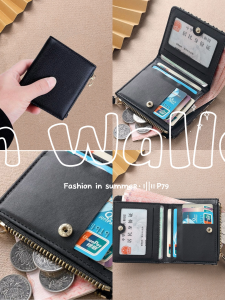 New Classic Leather Bifold wallet for men Women with zipper coin purse