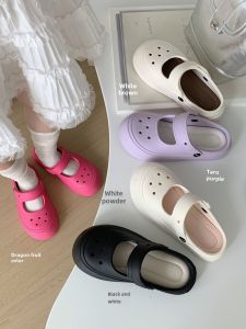 Thin Womens Summer Nurse Closed Toe Half Slippers Korean Style Ins Fashion Outdoor Non-Slip Mary Jane Hole Shoes