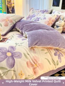 Kiss Dear | Purple Fleece Warm Single Piece Duvet Cover 200x230cm