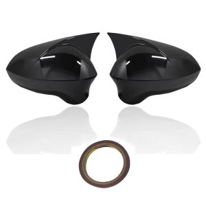 2 Pieces High Quality ABS Bat Style Mirror Covers Caps RearView Case Cover Piano Black For Seat Leon MK2 2009-2012