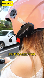 Awei VS-1 VS-6 Bluetooth Headset for Motorcycle Helmet ENC Noise Cancelling HD Call Wireless Headphone with Microphone IPX6 Waterproof Intercom Handsfree Earphone Outdoor Riding Earphone