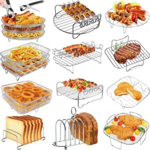 Metal Square/Round/Rectangle Oven Grill Racks Multi-layer Detachable Grill Rack Thickened Air Fryer Baking Rack Kitchen Tools