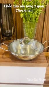 Chảo Xào Inox 18/10 Sâu Lòng Hai Quai Chockmen C636 Kèm Vung Kính Size26cm Dùng Được Trên Mọi Bếp