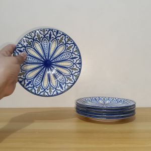 PORCELAIN PALACE MOROCCAN BLUE & YELLOW PALETTE SAUCER / CAKE PLATE / UNDER LINER / BREAD AND BUTTER PLATE  SIZE 6 INCHES