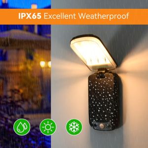 Foldable Outdoor Solar Lamp with Remote Control PIR Motion Sensor Waterproof Solar Wall Lamp 3 Modes for Garden Street Lighting
