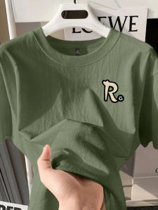 เสื้อยืดแขนสั้นผ้าฝ้ายแท้สไตล์อเมริกันสำหรับผู้ชายในช่วงฤดูร้อน ทรงหลวม ทรงหลวม เทรนด์แฟชั่น เสื้อยืดแขนสั้นสำหรับผู้ชาย แฟชั่น