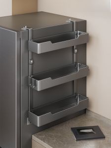 Refrigerator Side Hanging Shelves Kitchen Storage Organizer Multi-Layer Carbon Steel Rack No-Drilling Required Wall-Mounted